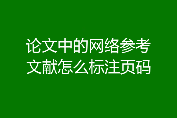 论文中的网络参考文献怎么标注页码
