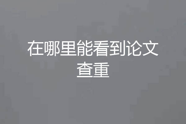 在哪里能看到论文查重