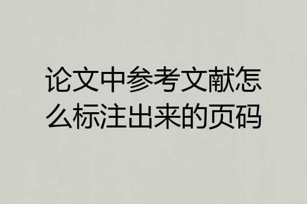 论文中参考文献怎么标注出来的页码