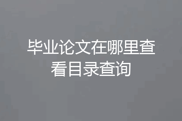 毕业论文在哪里查看目录查询