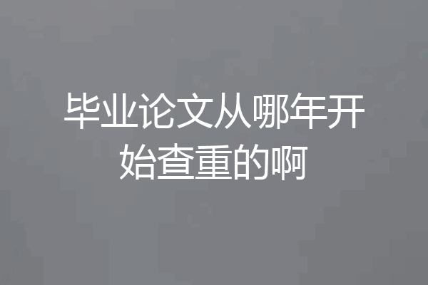 毕业论文从哪年开始查重的啊