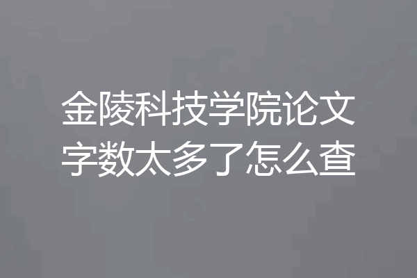 金陵科技学院论文字数太多了怎么查