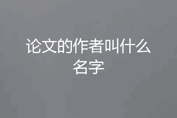 论文的作者叫什么名字