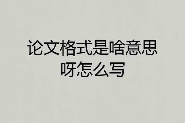 论文格式是啥意思呀怎么写