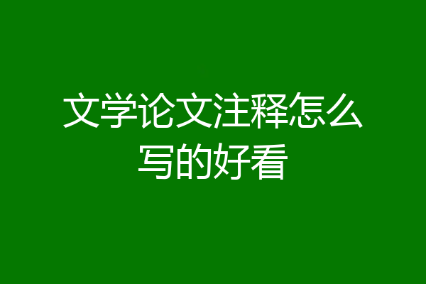 文学论文注释怎么写的好看