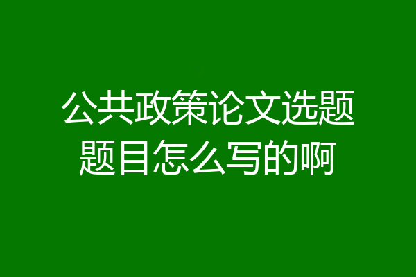 公共政策论文选题题目怎么写的啊