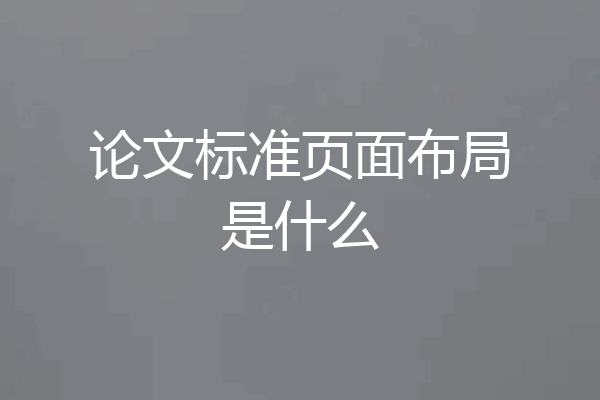 论文标准页面布局是什么