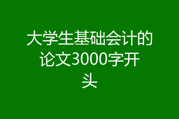大学生基础会计的论文3000字开头