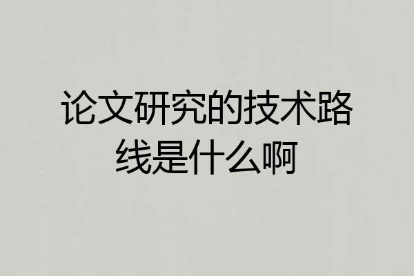 论文研究的技术路线是什么啊