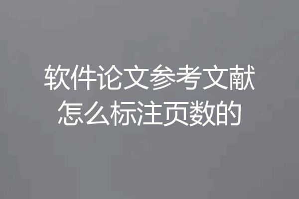 软件论文参考文献怎么标注页数的
