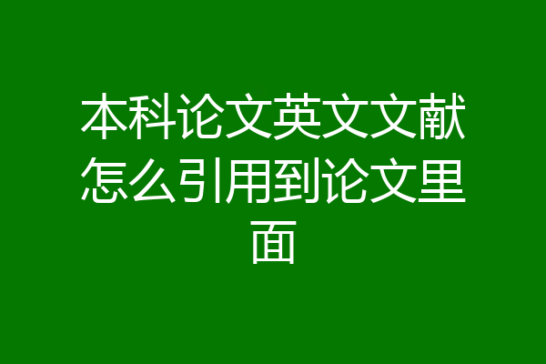 本科论文英文文献怎么引用到论文里面