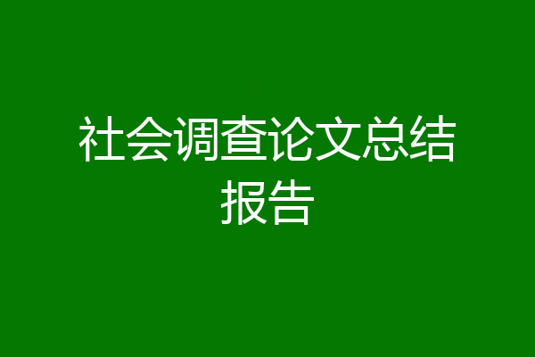 社会调查论文总结报告