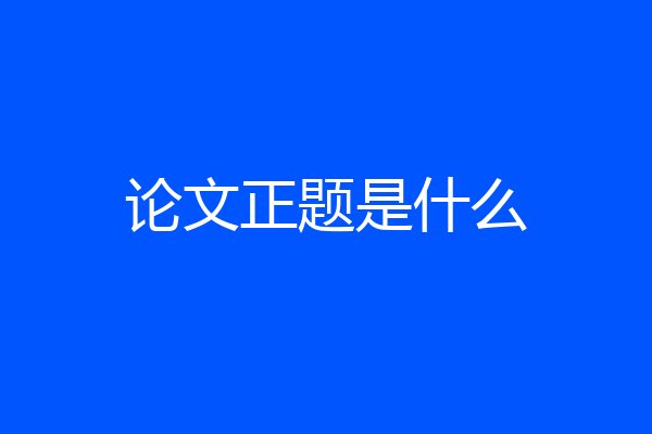 论文正题是什么