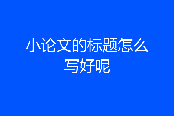 小论文的标题怎么写好呢