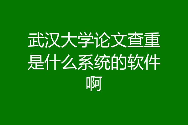 武汉大学论文查重是什么系统的软件啊