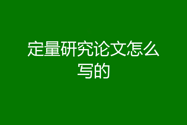 定量研究论文怎么写的
