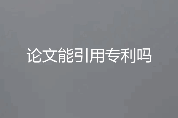 论文能引用专利吗