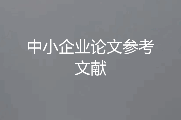 中小企业论文参考文献