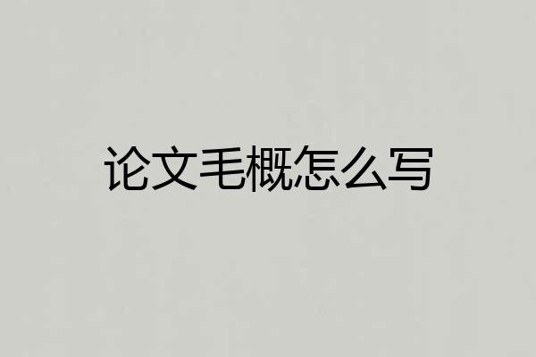 论文毛概怎么写