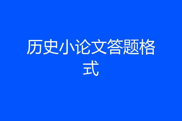 历史小论文答题格式