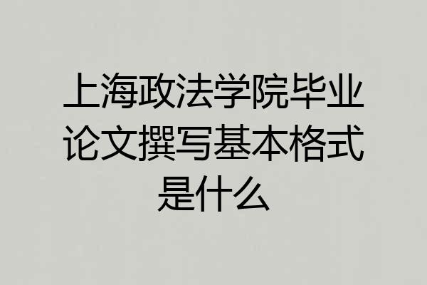 上海政法学院毕业论文撰写基本格式是什么