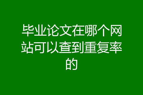毕业论文在哪个网站可以查到重复率的