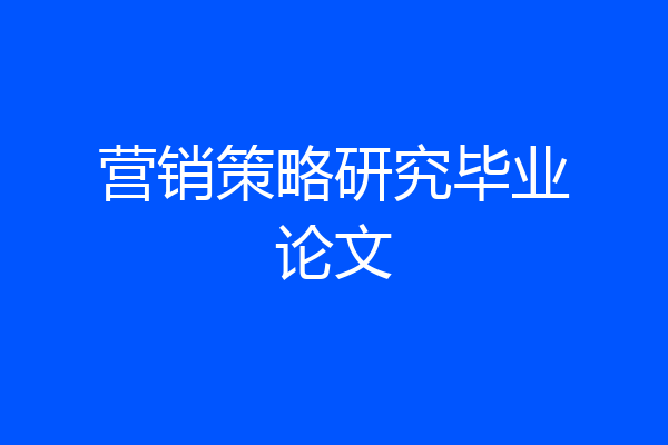 营销策略研究毕业论文