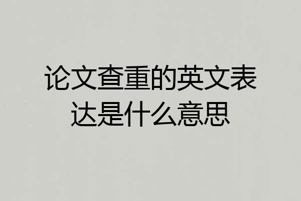 论文查重的英文表达是什么意思