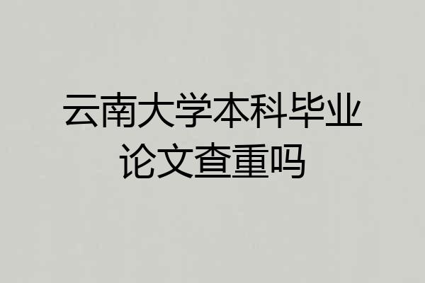 云南大学本科毕业论文查重吗