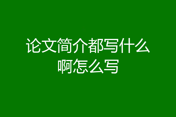 论文简介都写什么啊怎么写