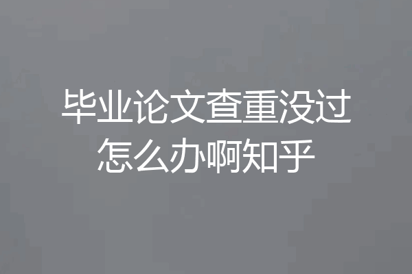 毕业论文查重没过怎么办啊知乎