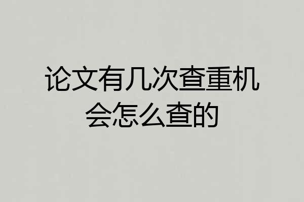 论文有几次查重机会怎么查的
