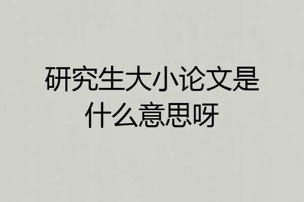 研究生大小论文是什么意思呀