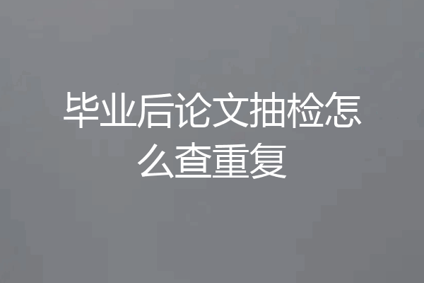 毕业后论文抽检怎么查重复