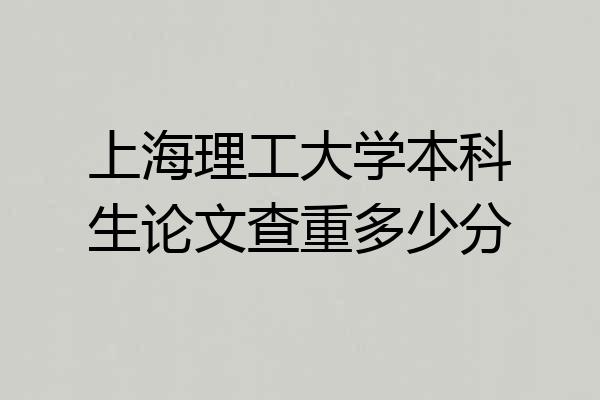上海理工大学本科生论文查重多少分