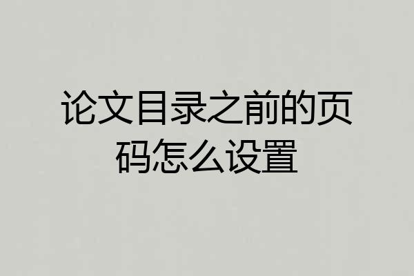 论文目录之前的页码怎么设置