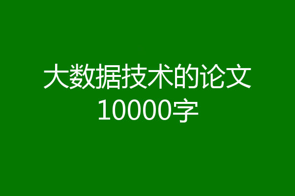 大数据技术的论文10000字