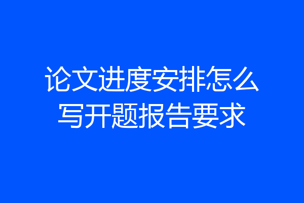 论文进度安排怎么写开题报告要求