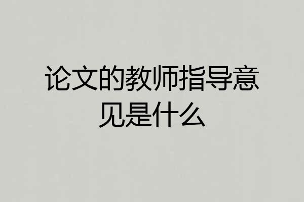 论文的教师指导意见是什么