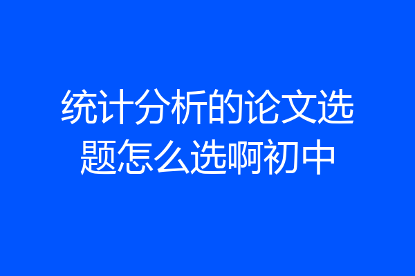 统计分析的论文选题怎么选啊初中