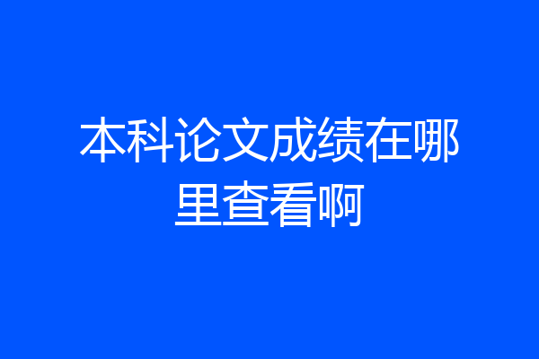 本科论文成绩在哪里查看啊