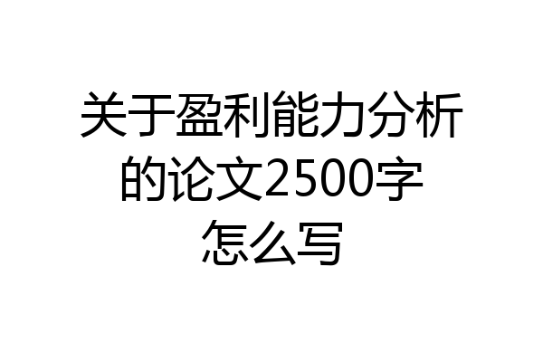 关于盈利能力分析的论文2500字怎么写