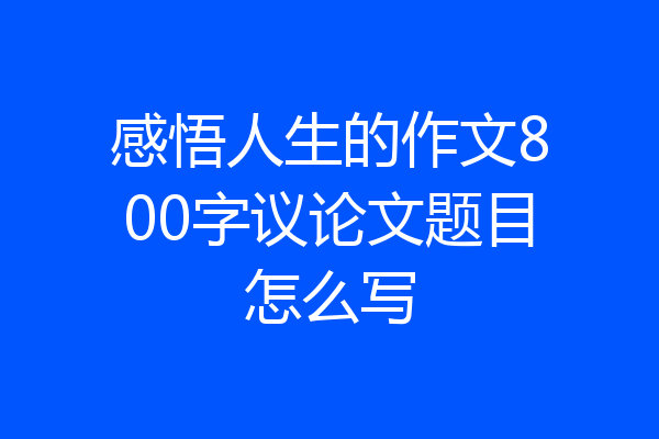 感悟人生的作文800字议论文题目怎么写