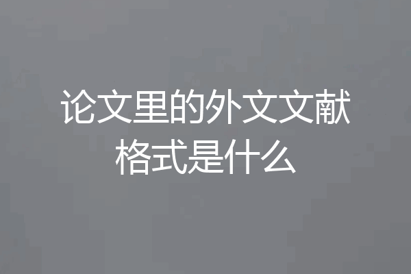 论文里的外文文献格式是什么
