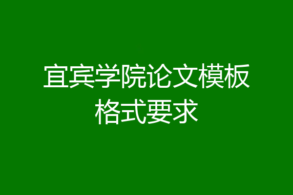 宜宾学院论文模板格式要求