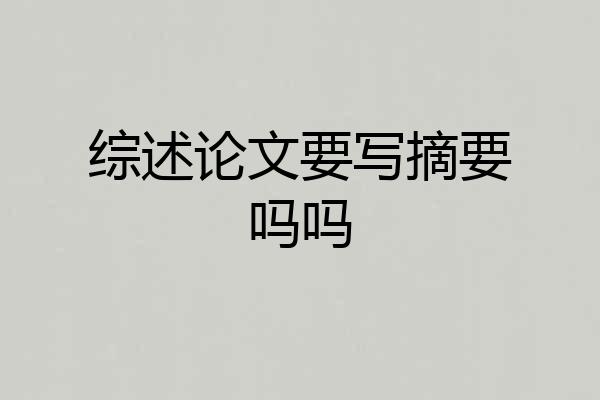 综述论文要写摘要吗吗