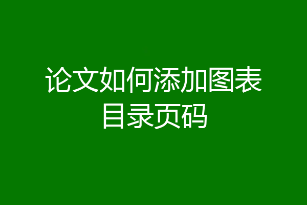 论文如何添加图表目录页码