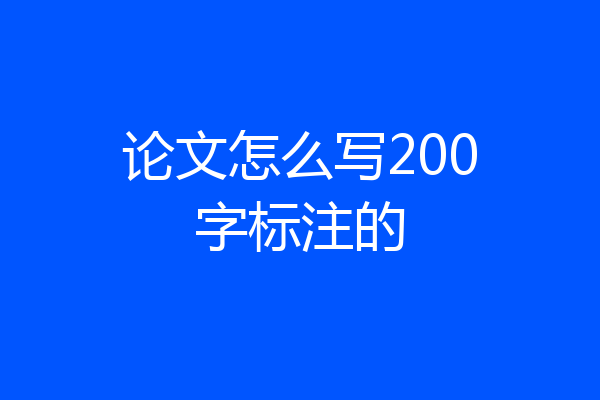 论文怎么写200字标注的