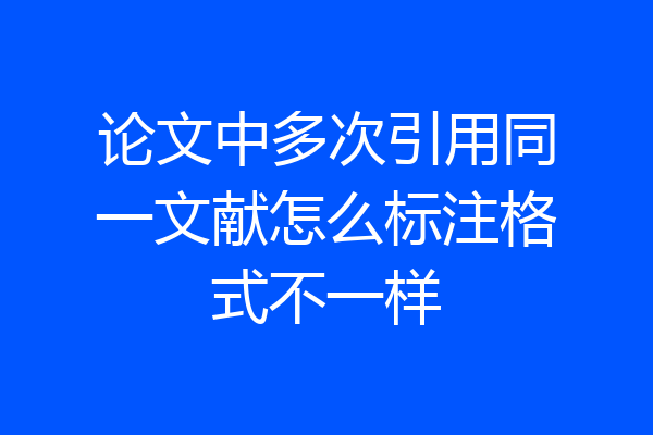 论文中多次引用同一文献怎么标注格式不一样