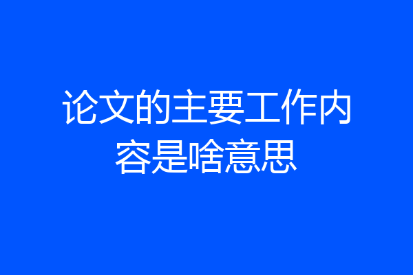 论文的主要工作内容是啥意思